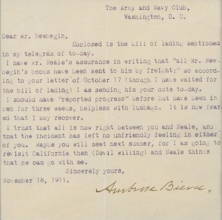 Lot #2115 Ambrose Bierce Typed Letter Signed  - Image 2