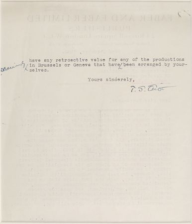 Lot #2125 T. S. Eliot Typed Letter Signed - Image 2