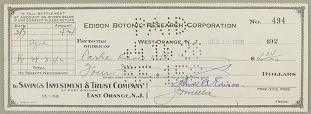 Lot #2083 Thomas Edison Signed Check - Image 2