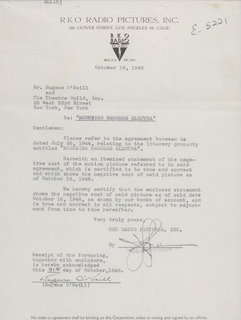 Lot #2119 Eugene O?Neill Signed Document - Image 2