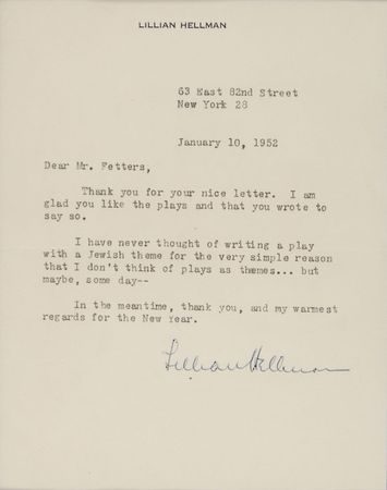 Lot #2124 Lillian Hellman Typed Letter Signed - Image 2
