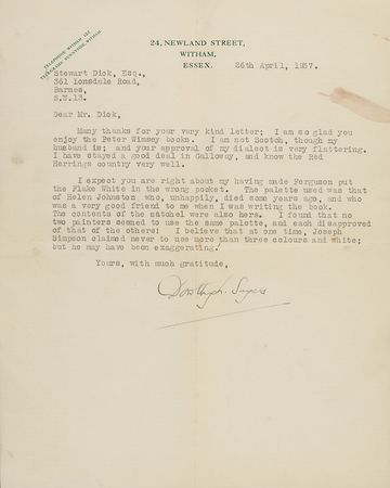 Lot #2118 Dorothy Sayers Typed Letter Signed - Image 2