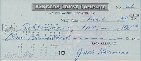 Lot #2126 Jack Kerouac Signed Check - Image 2