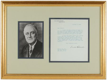 Lot #2017 Franklin D. Roosevelt Typed Letter
