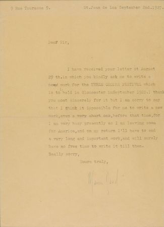Lot #2136 Maurice Ravel Typed Letter Signed - Image 2