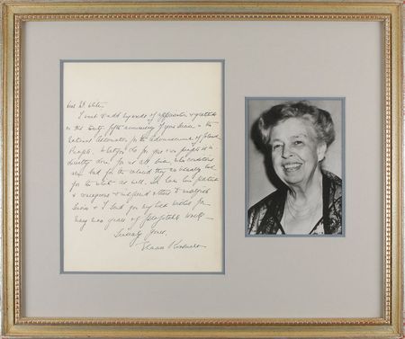 Lot #2018 Eleanor Roosevelt Autograph Letter