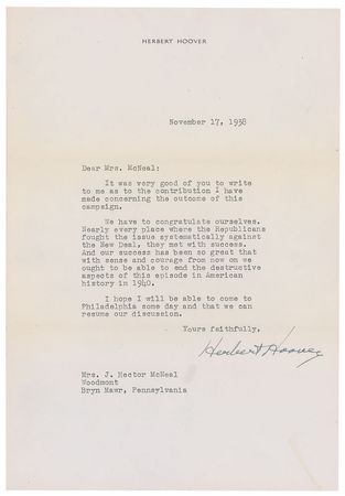 Lot #2010 Herbert Hoover Typed Letter Signed