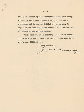 Lot #2055 Joe Kennedy, Sr. Collection of Three Letters - Image 4