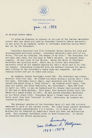 Lot #2015 Franklin D. Roosevelt?s Leather Matchbook - Image 3