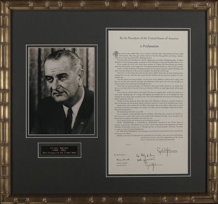 Lot #86 Lyndon B. Johnson: “We can be thankful for their strength that has always kept our liberty secure” - Image 1