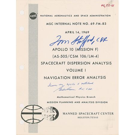 Lot #419 Gordon Cooper and Tom Stafford Spacecraft Dispersion Analysis Manual - Image 3