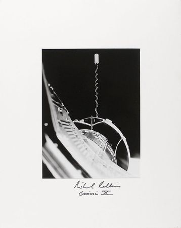 Lot #416 Gemini 10: Michael Collins: Brilliant image of Gemini docking, taken and certified by Collins - Image 1