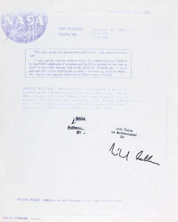 Lot #416 Gemini 10: Michael Collins: Brilliant image of Gemini docking, taken and certified by Collins - Image 2