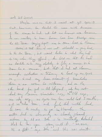 Lot #442 Gordon Cooper: Cooper dumped from Apollo 13: ?The entire deal is obviously a cleverly planned scheme by Al and Deke is so mentally disturbed that he has gone along with it? - Image 1