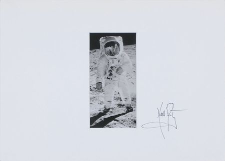 Lot #424 Neil Armstrong: Armstrong-certified portrait of Aldrin, taken on the lunar surface - Image 1
