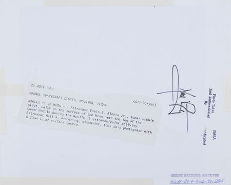 Lot #424 Neil Armstrong: Armstrong-certified portrait of Aldrin, taken on the lunar surface - Image 2