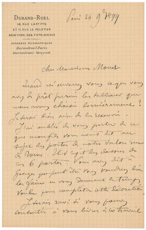 Lot #594 Paul Durand-Ruel: Monetâ€™s legendary dealer reminds him, 