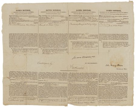 Lot #9 James Monroe and John Quincy Adams: 1821