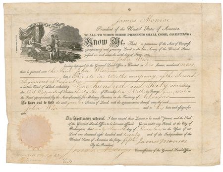 Lot #8 James Monroe Signed Document