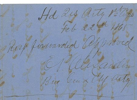 Lot #320 Edward Porter Alexander Endorsement - Image 1