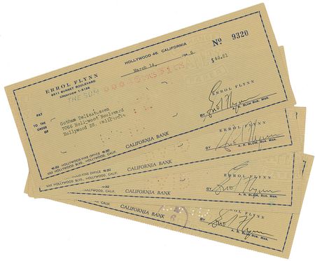 Lot #906 Errol Flynn Checks - Image 1