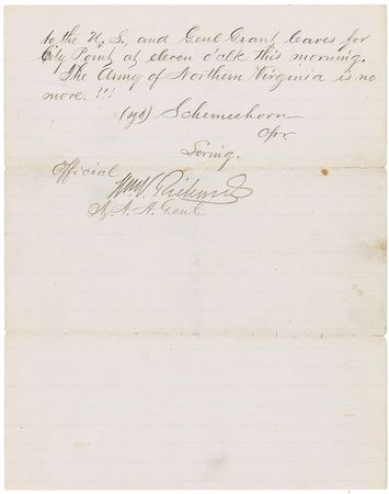 Lot #343 Robert E. Lee?s Surrender: ?The Army of Northern Virginia is no more!!!? - Image 2