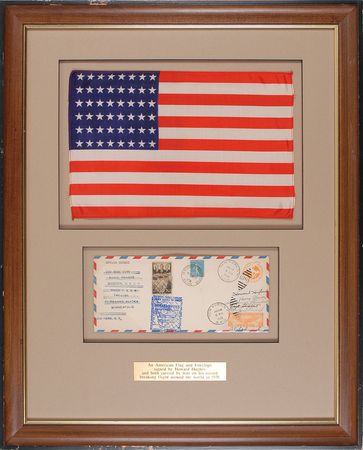 Lot #398 Howard Hughes Flown Cover and Flag - Image 1
