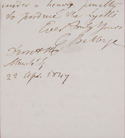Lot #170 Charles Babbage Handwritten Letter Signed - Image 2