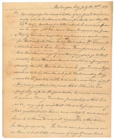 Lot #181 Robert Fulton: Helping his artistic mentor, Benjamin West, fix an American land deal - Image 1