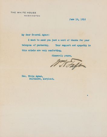 Lot #99 William H. Taft Typed Letter Signed - Image 1