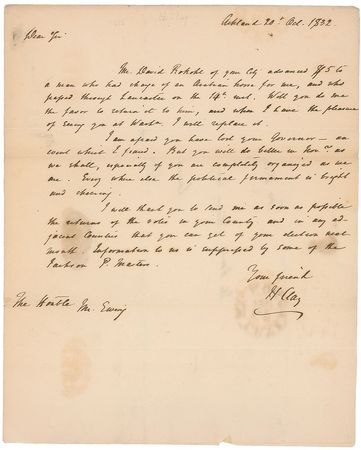 Lot #140 Henry Clay Handwritten Letter Signed - Image 1
