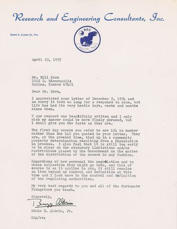 Lot #523 Buzz Aldrin Typed Letter Signed - Image 1