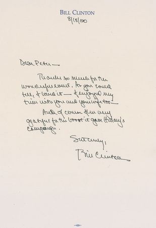 Lot #95 Bill and Hillary Clinton: The president and first lady send letters of thanks to a convict who would soon file suit against them - Image 1