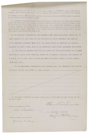 Lot #645 Edgar Rice Burroughs: 1914 publishing document for the second Tarzan book - Image 2