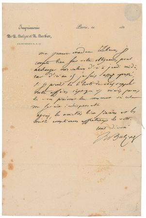 Lot #640 Honore de Balzac: Boldly penned by the prolific French realist - Image 1
