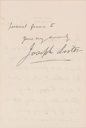 Lot #184 Joseph Lister Handwritten Letter Signed - Image 2