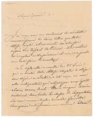 Lot #230 Klemens von Metternich: An assassination attempt that sparked ?the same feeling in all classes of the population, the court as well as the humblest bourgeois? - Image 1