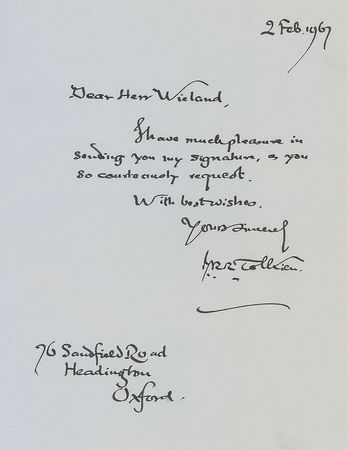 Lot #690 J. R. R. Tolkien: Scarce and beautifully penned letter from the revered Lord of the Rings creator - Image 1