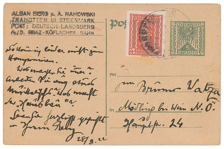 Lot #717 Alban Berg Handwritten Letter Signed - Image 1