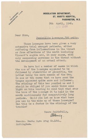 Lot #180 Alexander Fleming: ?I shall be very grateful if you could let me have the composition of the medium on which you spore Penicillium notatum? - Image 2