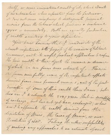 Lot #199 Thomas Robert Malthus: “I think it infinitely preferable to confine the term wealth as Adam Smith does to the material manageable e???? or commodity, and to place personal services in a different category” - Image 2