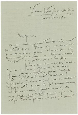 Lot #674 Romain Rolland Handwritten Letter Signed - Image 1