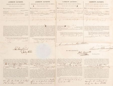 Lot #12 Andrew Jackson: Scarce four-language ship’s papers for a whaling voyage - Image 2