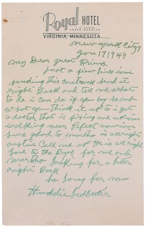Lot #777 Huddie ?Lead Belly? Ledbetter: No blues for Lead Belly: ?I got a doctor that is fixing me up iom walking near Perfect now? - Image 1