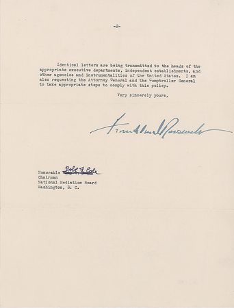 Lot #50 Franklin D. Roosevelt: FDR prepares for WWII with instructions to prioritize contracts for “items listed as critical in the defense program” - Image 2