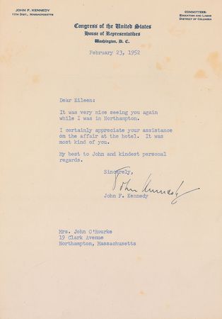 Lot #65 John F. Kennedy Typed Letter Signed - Image 1