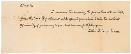 Lot #11 John Quincy Adams Handwritten Letter