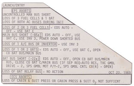 Lot #434 Apollo 12: Instrument panel checklist flown on Apollo 12 - Image 2