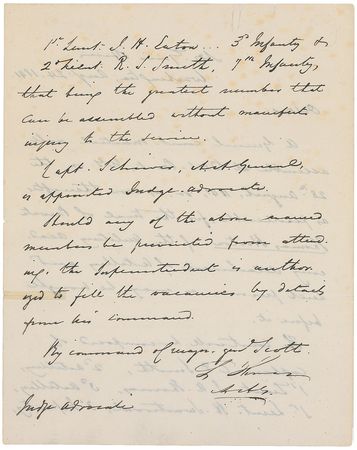 Lot #376 Winfield Scott Hancock and Lorenzo Thomas Signature and Handwritten Letter Signed - Image 3
