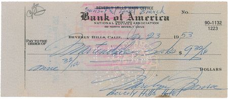 Lot #3113 Marilyn Monroe Signed Check - Image 1